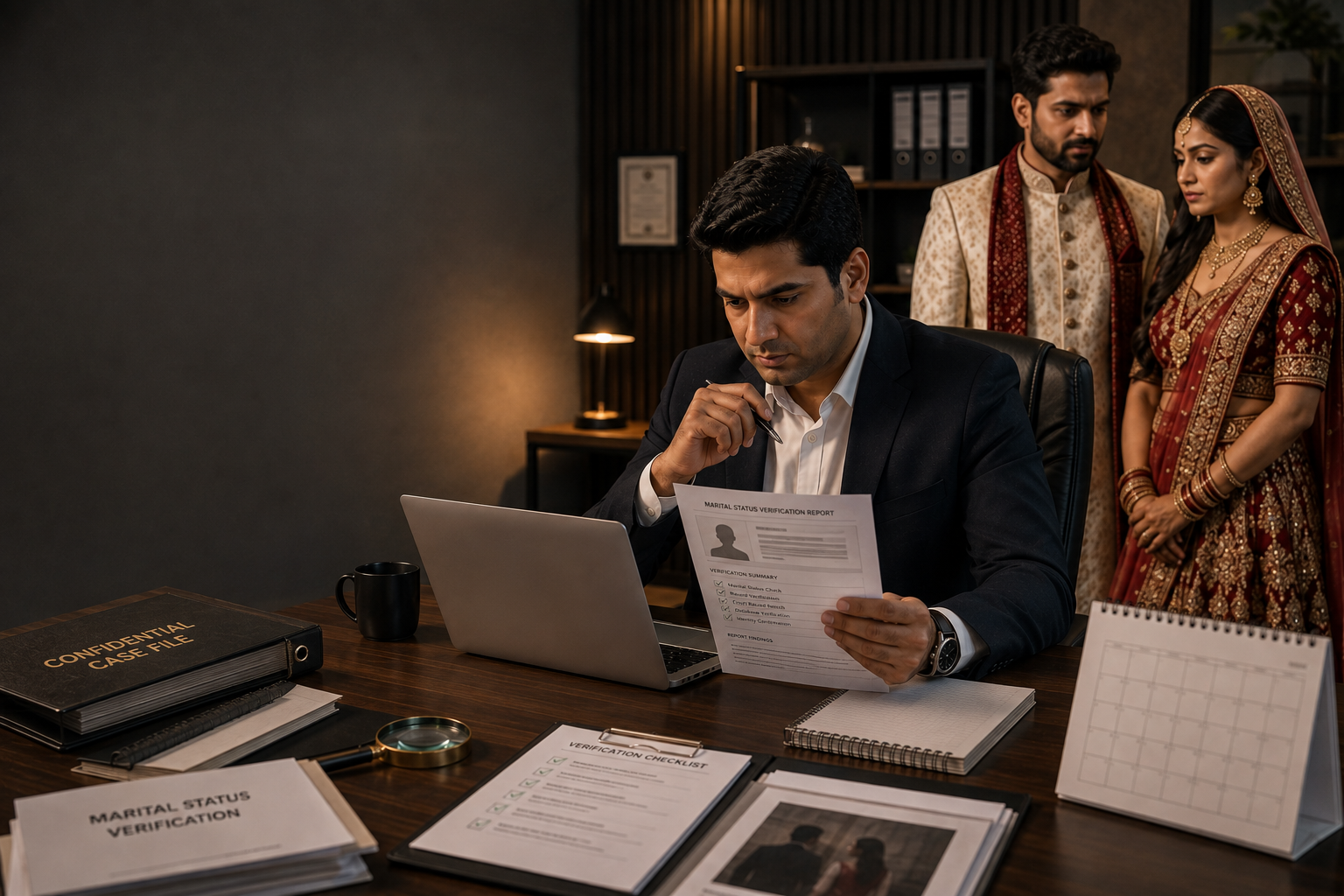 Marital status verification before marriage by a private investigator