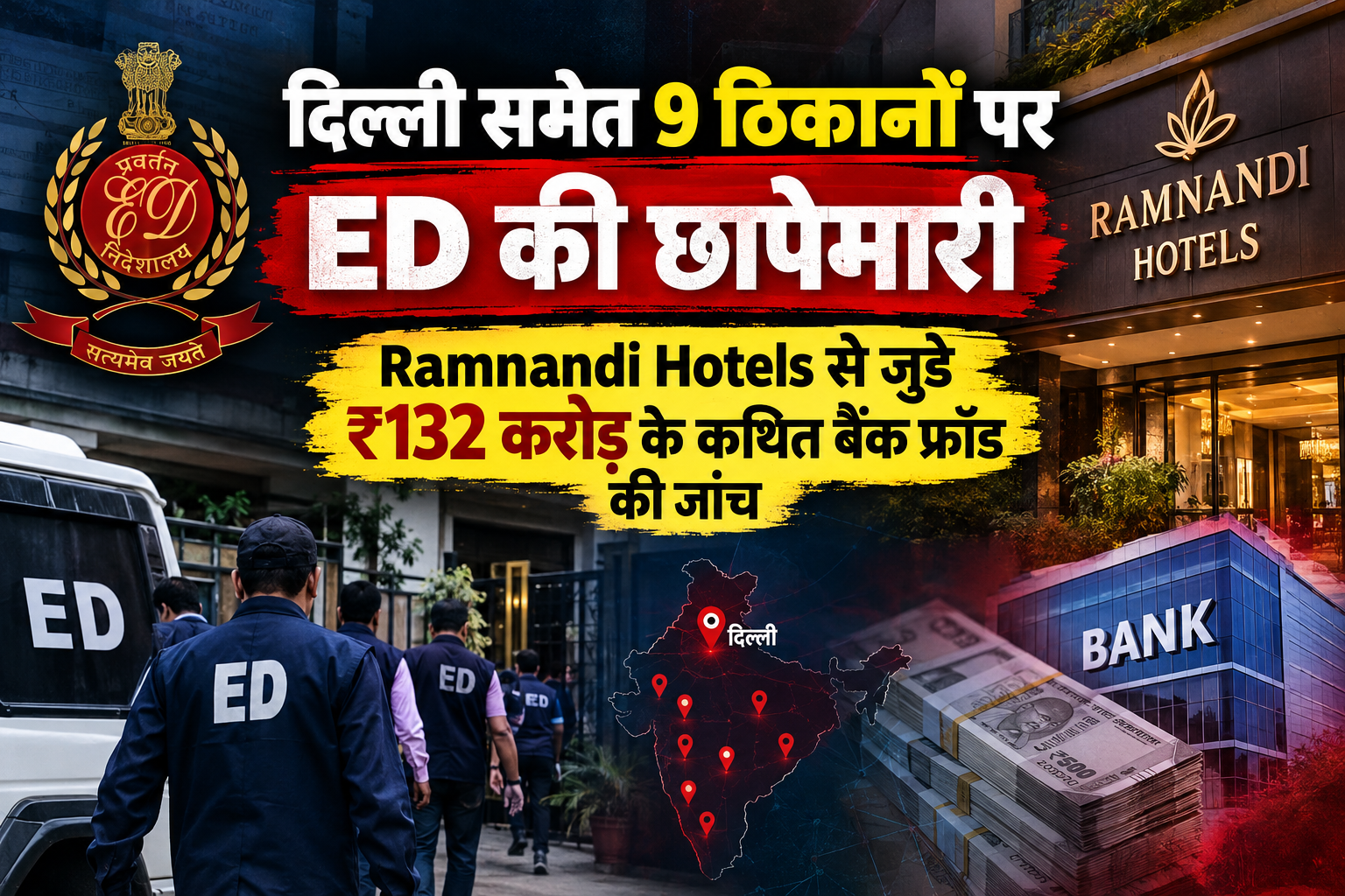 ED कार्रवाई में ₹132 करोड़ के कथित बैंक फ्रॉड मामले की जांच