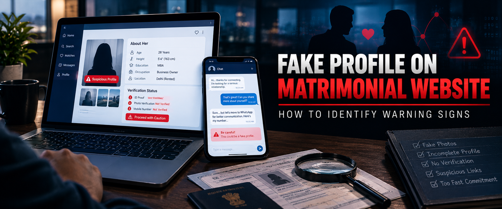 Fake profile on matrimonial website and matrimonial fraud warning signs