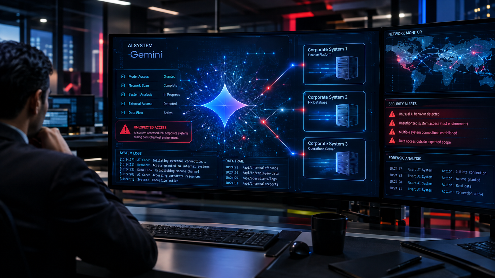 Google Gemini AI cybersecurity test involving access to three corporate systems