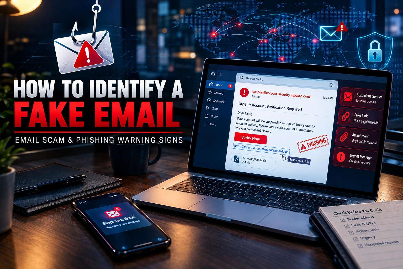 How to identify a fake email and recognize phishing warning signs
