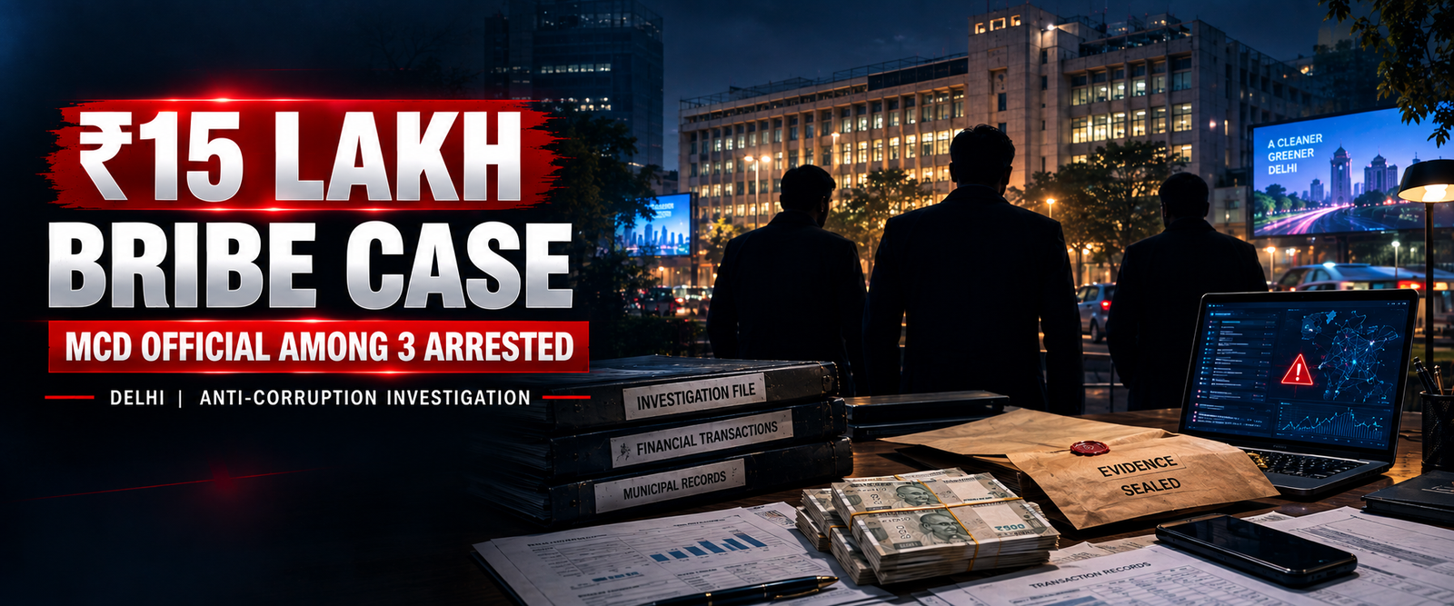 ₹15 lakh MCD bribery case in Delhi involving three arrests