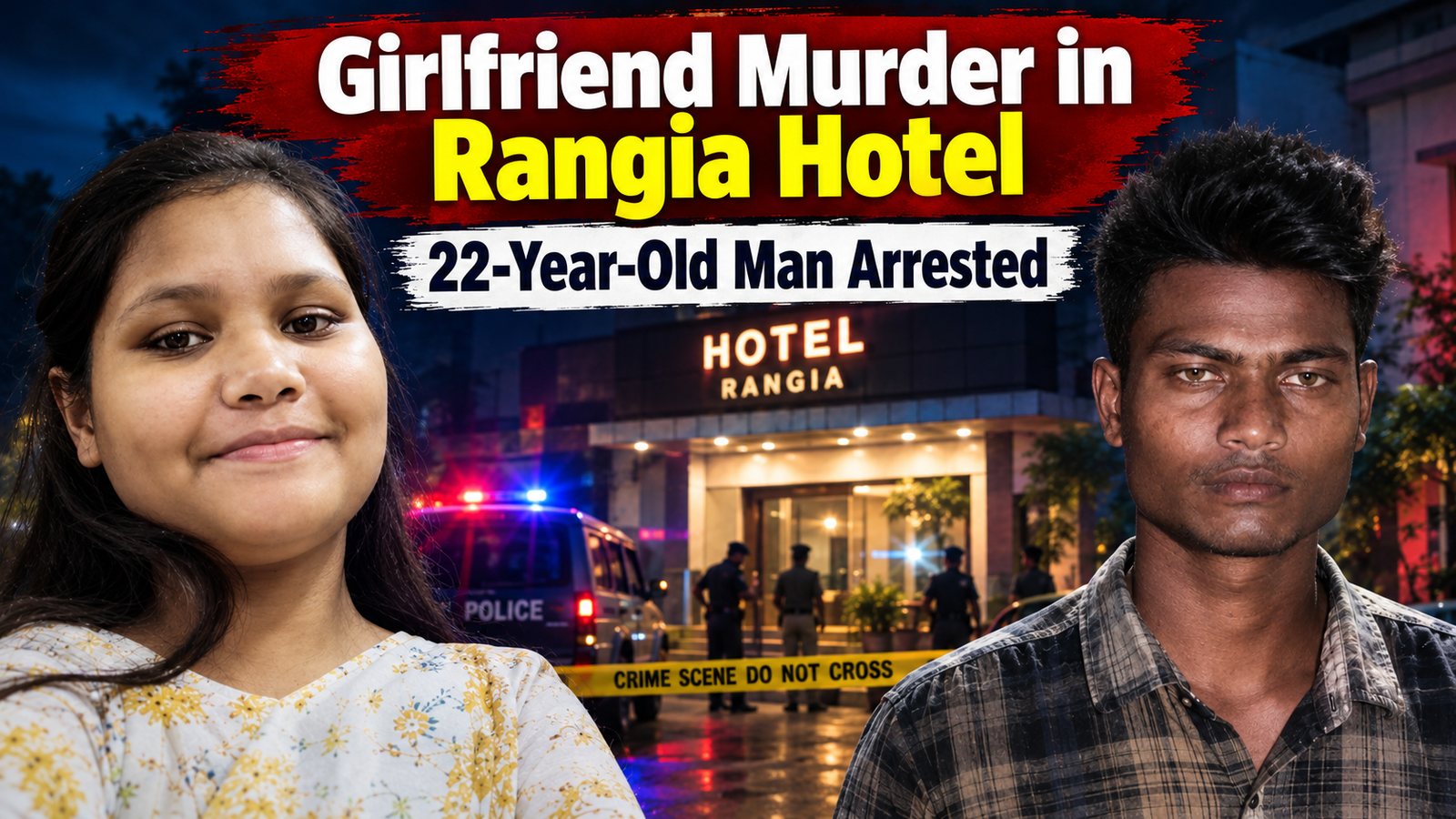Rangia Assam hotel murder case involving a 22-year-old man and his deceased girlfriend